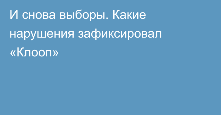 И снова выборы. Какие нарушения зафиксировал «Клооп»