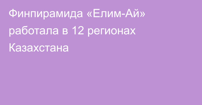 Финпирамида «Елим-Ай» работала в 12 регионах Казахстана