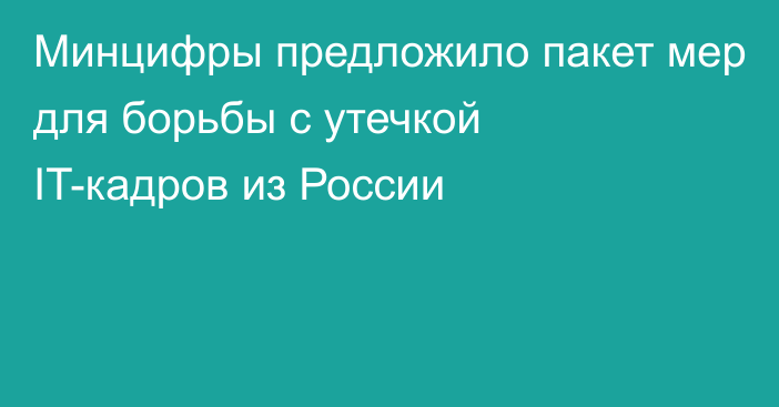 Минцифры предложило пакет мер для борьбы с утечкой IT-кадров из России