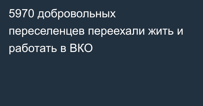 5970 добровольных переселенцев переехали жить и работать в ВКО