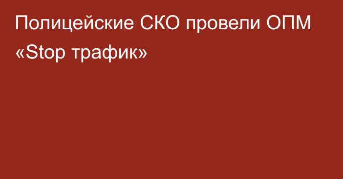 Полицейские СКО провели ОПМ «Stop трафик»