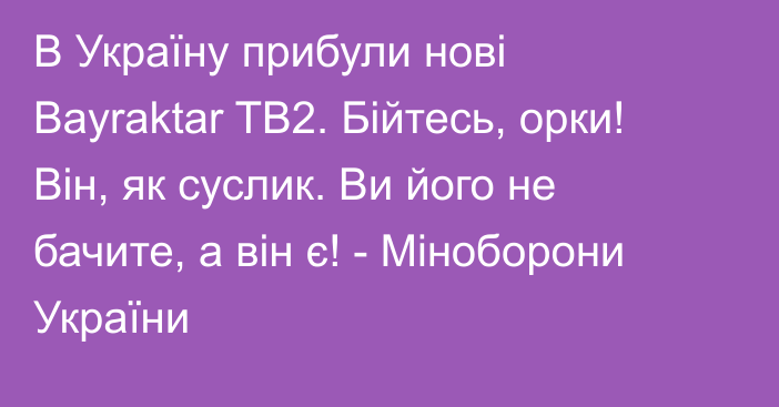 В Україну прибули нові Bayraktar TB2. Бійтесь, орки! Він, як суслик. Ви його не бачите, а він є! - Міноборони України