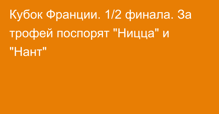 Кубок Франции. 1/2 финала. За трофей поспорят 