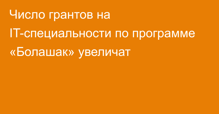 Число грантов на IT-специальности по программе «Болашак» увеличат