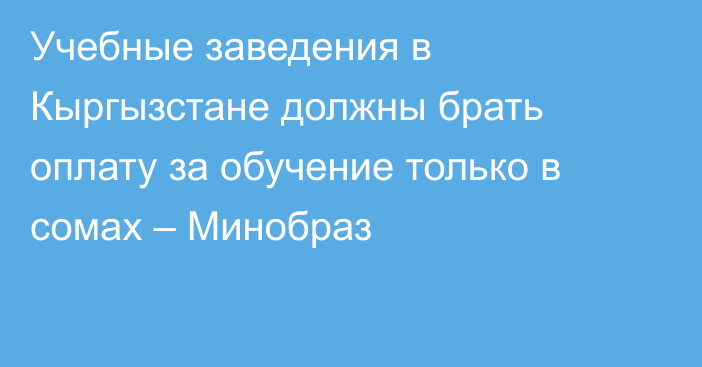 Учебные заведения в Кыргызстане должны брать оплату за обучение только в сомах – Минобраз