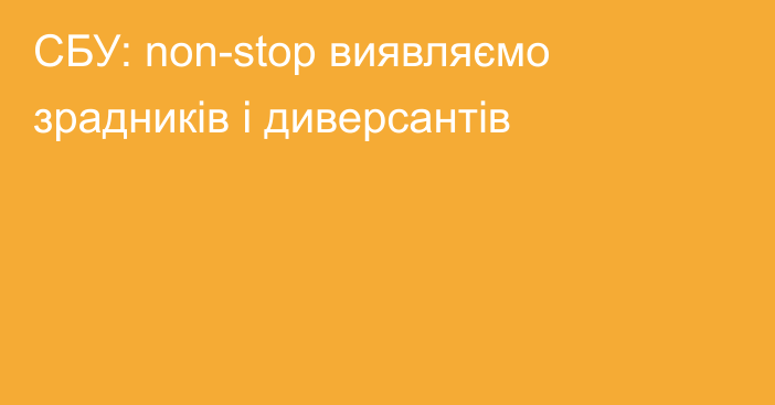 СБУ: non-stop виявляємо зрадників і диверсантів