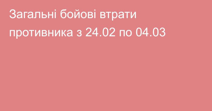 Загальні бойові втрати противника з 24.02 по 04.03