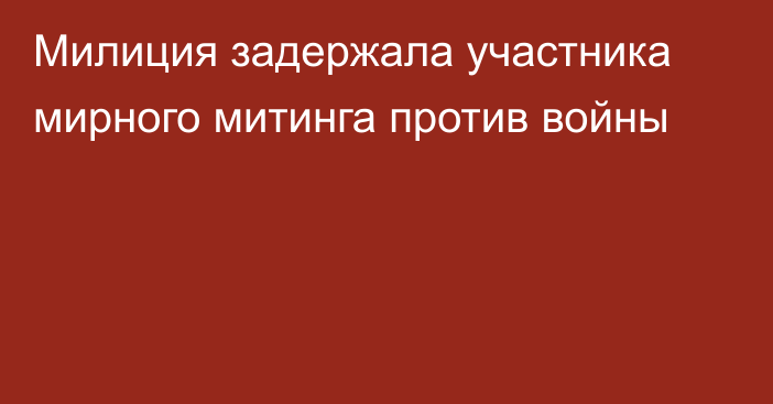 Милиция задержала участника мирного митинга против войны