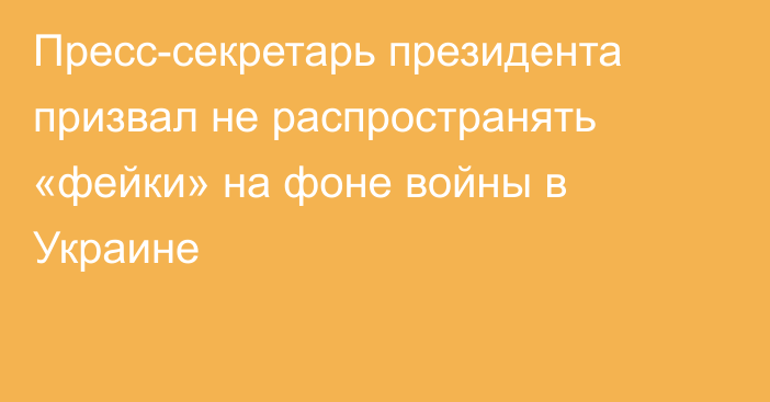 Пресс-секретарь президента призвал не распространять «фейки» на фоне войны в Украине