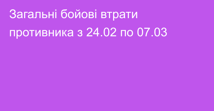 Загальні бойові втрати противника з 24.02 по 07.03