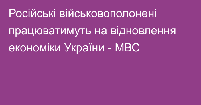 Російські військовополонені працюватимуть на відновлення економіки України  - МВС