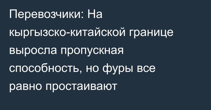 Перевозчики: На кыргызско-китайской границе выросла пропускная способность, но фуры все равно простаивают