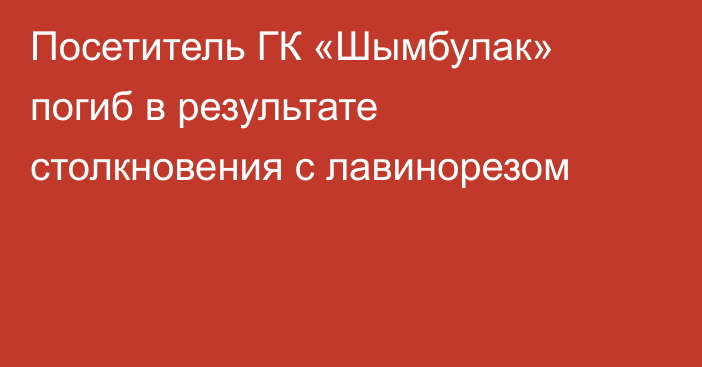 Посетитель ГК «Шымбулак» погиб в результате столкновения с лавинорезом