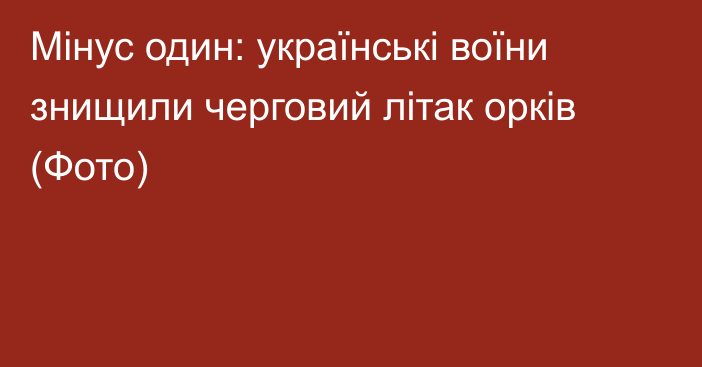 Мінус один: українські воїни знищили черговий літак орків (Фото)