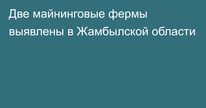 Две майнинговые фермы выявлены в Жамбылской области