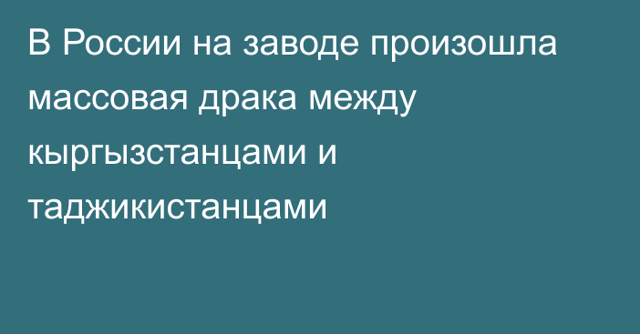 В России на заводе произошла массовая драка между кыргызстанцами и таджикистанцами