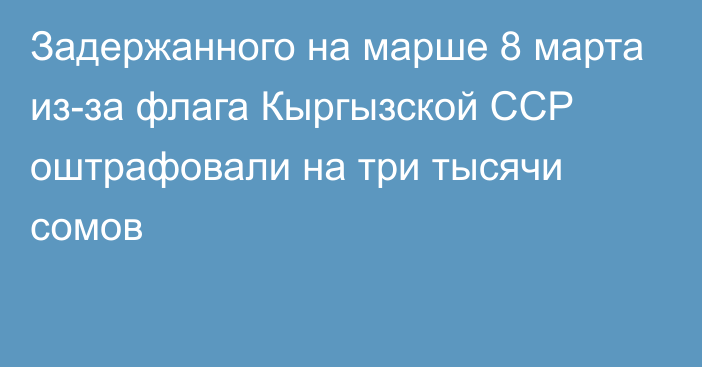 Задержанного на марше 8 марта из-за флага Кыргызской ССР оштрафовали на три тысячи сомов