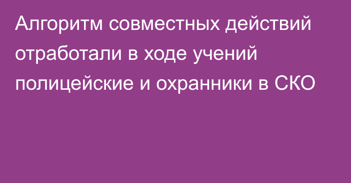 Алгоритм совместных действий отработали в ходе учений полицейские и охранники в СКО