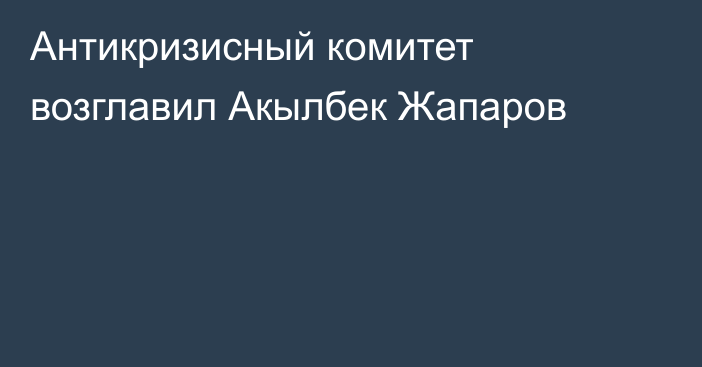 Антикризисный комитет возглавил Акылбек Жапаров