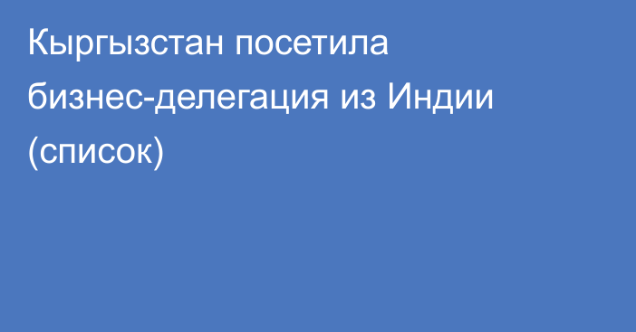 Кыргызстан посетила бизнес-делегация из Индии (список)