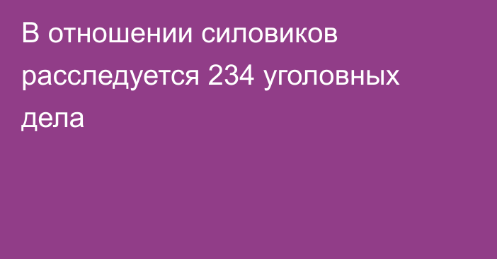 В отношении силовиков расследуется 234 уголовных дела