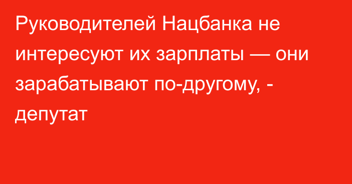 Руководителей Нацбанка не интересуют их зарплаты — они зарабатывают по-другому, - депутат