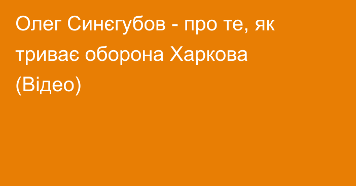 Олег Синєгубов - про те, як триває оборона Харкова (Відео)