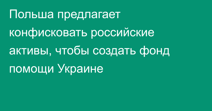 Польша предлагает конфисковать российские активы, чтобы создать фонд помощи Украине