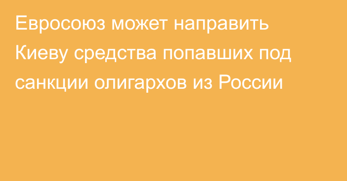 Евросоюз может направить Киеву средства попавших под санкции олигархов из России