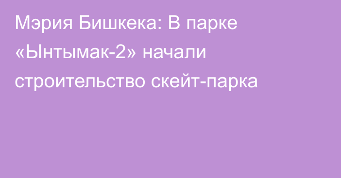 Мэрия Бишкека: В парке «Ынтымак-2» начали строительство скейт-парка