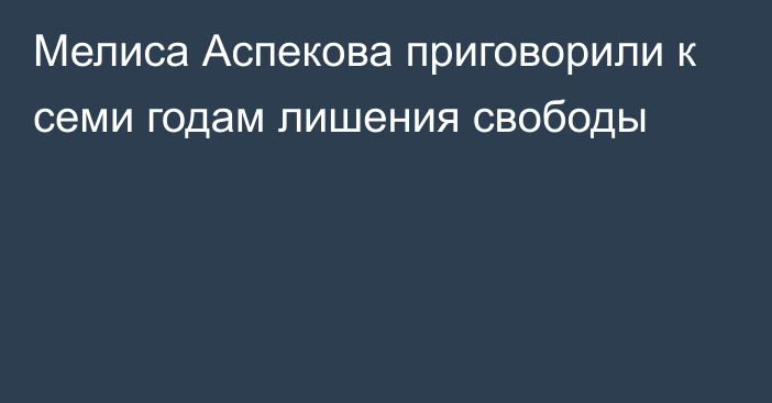 Мелиса Аспекова приговорили к семи годам лишения свободы