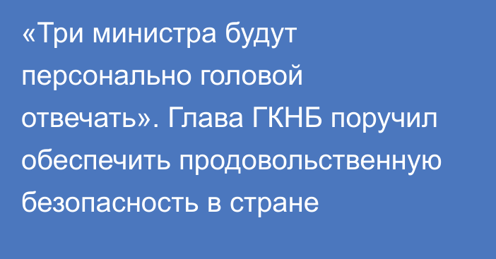 «Три министра будут персонально головой отвечать». Глава ГКНБ поручил обеспечить продовольственную безопасность в стране