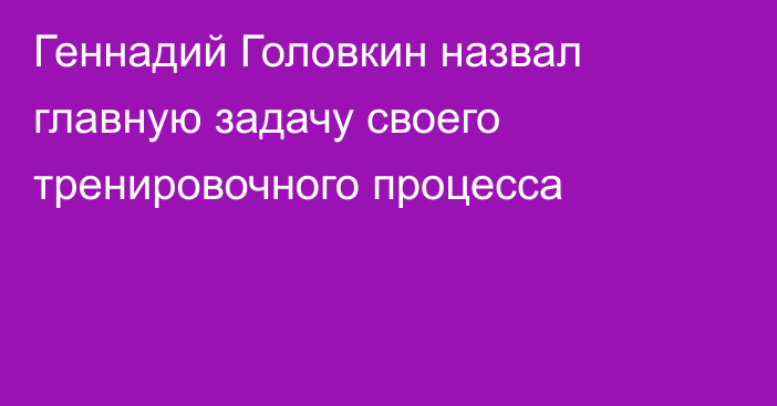 Геннадий Головкин назвал главную задачу своего тренировочного процесса