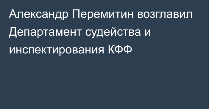 Александр Перемитин возглавил Департамент судейства и инспектирования КФФ