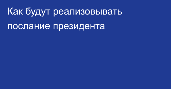 Как будут реализовывать послание президента