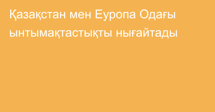 Қазақстан мен Еуропа Одағы ынтымақтастықты нығайтады