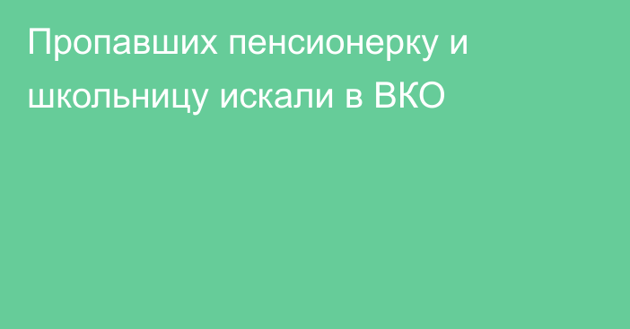 Пропавших пенсионерку и школьницу искали в ВКО