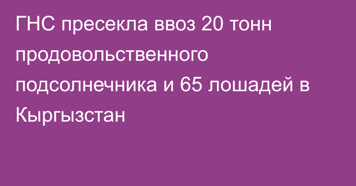 ГНС пресекла ввоз 20 тонн продовольственного подсолнечника и 65 лошадей в Кыргызстан 