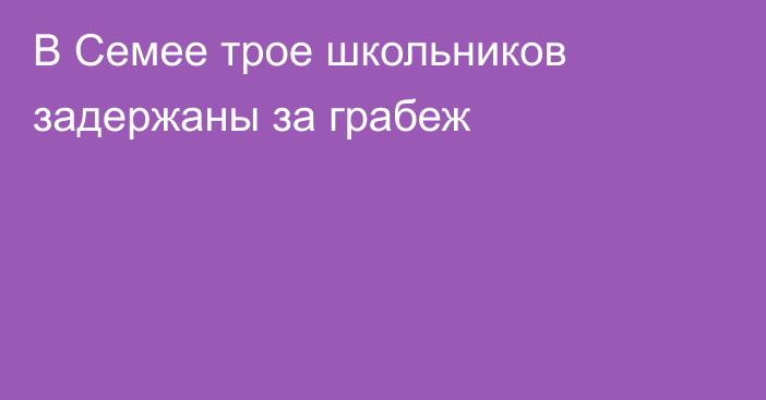 В Семее трое школьников задержаны за грабеж