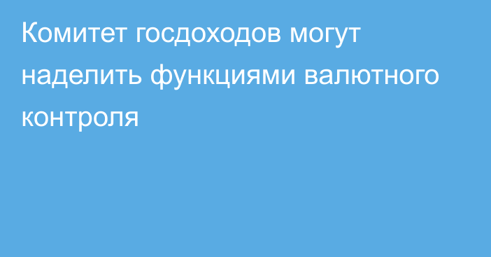 Комитет госдоходов могут наделить функциями валютного контроля