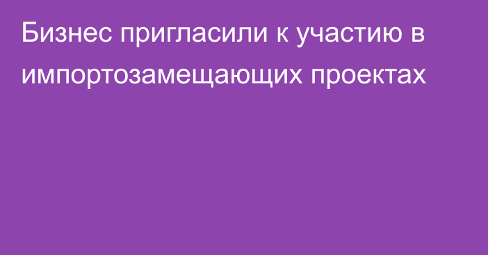 Бизнес пригласили к участию в импортозамещающих проектах