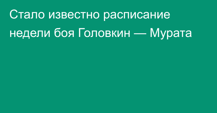 Стало известно расписание недели боя Головкин — Мурата