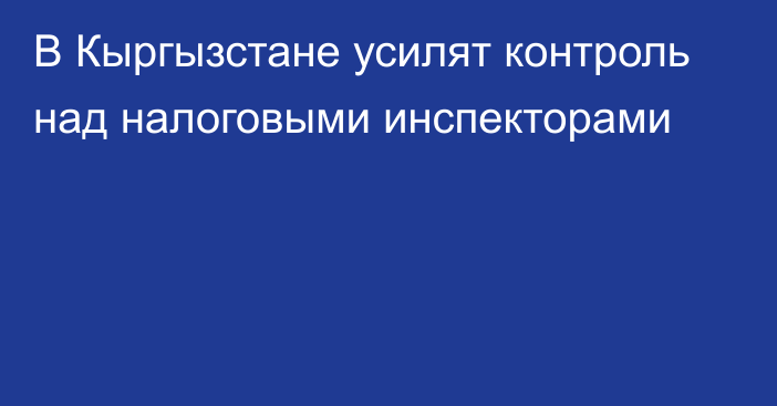 В Кыргызстане усилят контроль над налоговыми инспекторами