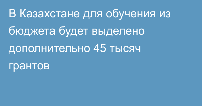 В Казахстане для обучения из бюджета будет выделено дополнительно 45 тысяч грантов