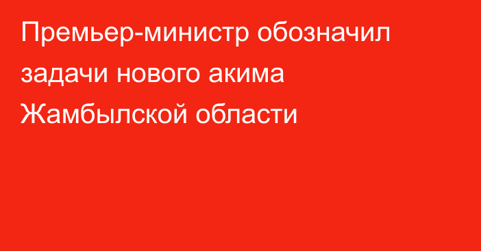 Премьер-министр обозначил задачи нового акима Жамбылской области