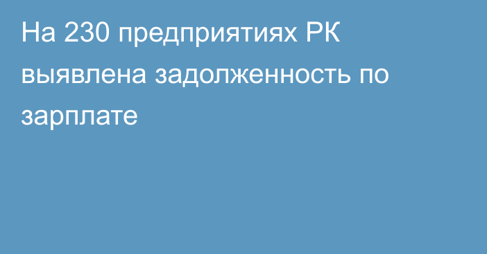 На 230 предприятиях РК выявлена задолженность по зарплате