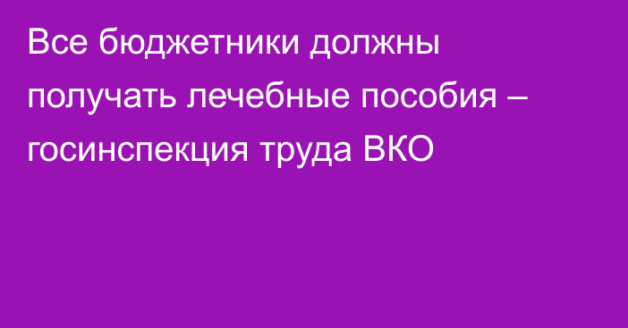 Все бюджетники должны получать лечебные пособия – госинспекция труда ВКО