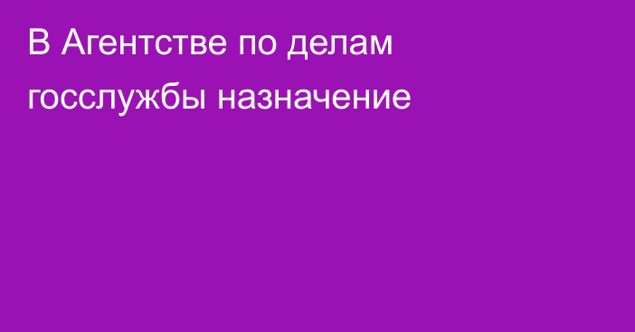 В Агентстве по делам госслужбы назначение