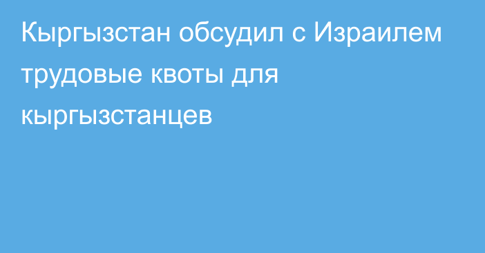 Кыргызстан обсудил с Израилем трудовые квоты для кыргызстанцев