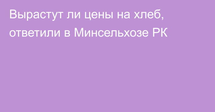 Вырастут ли цены на хлеб, ответили в Минсельхозе РК